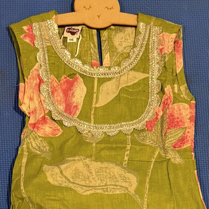 Green Floral Sharara Set