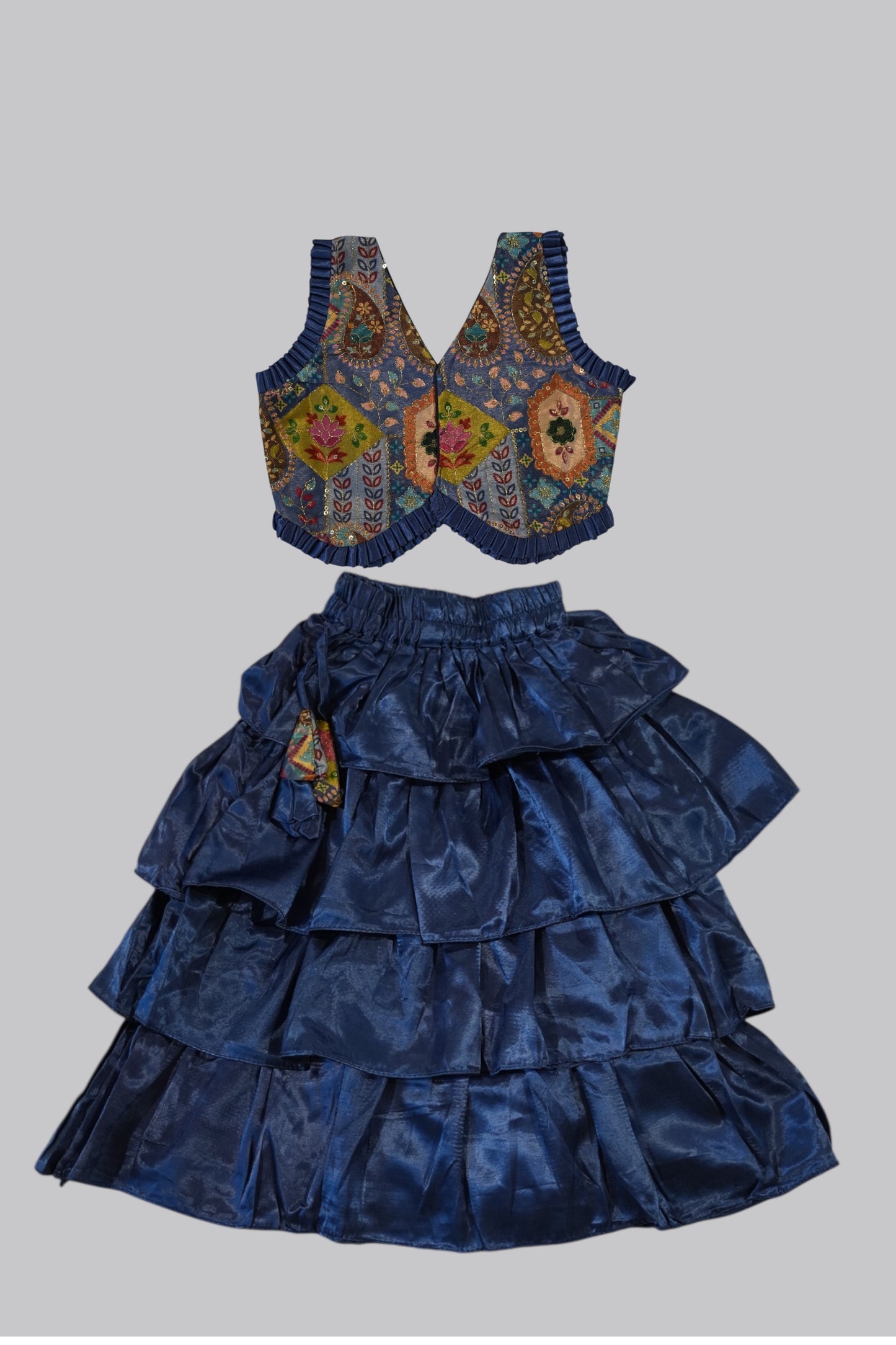 Blue Tiered Lehenga Set