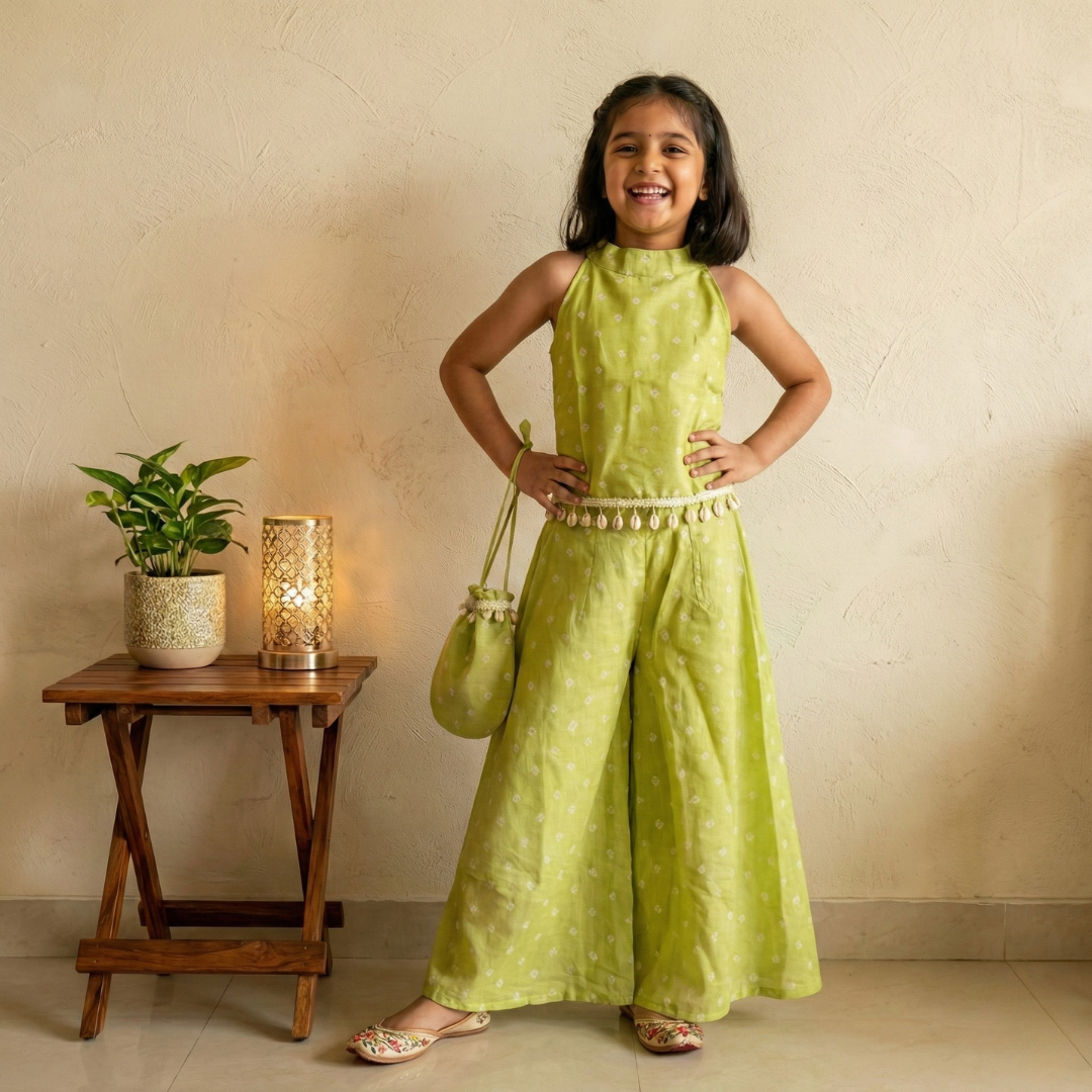 Green Bandhani Palazzo Set