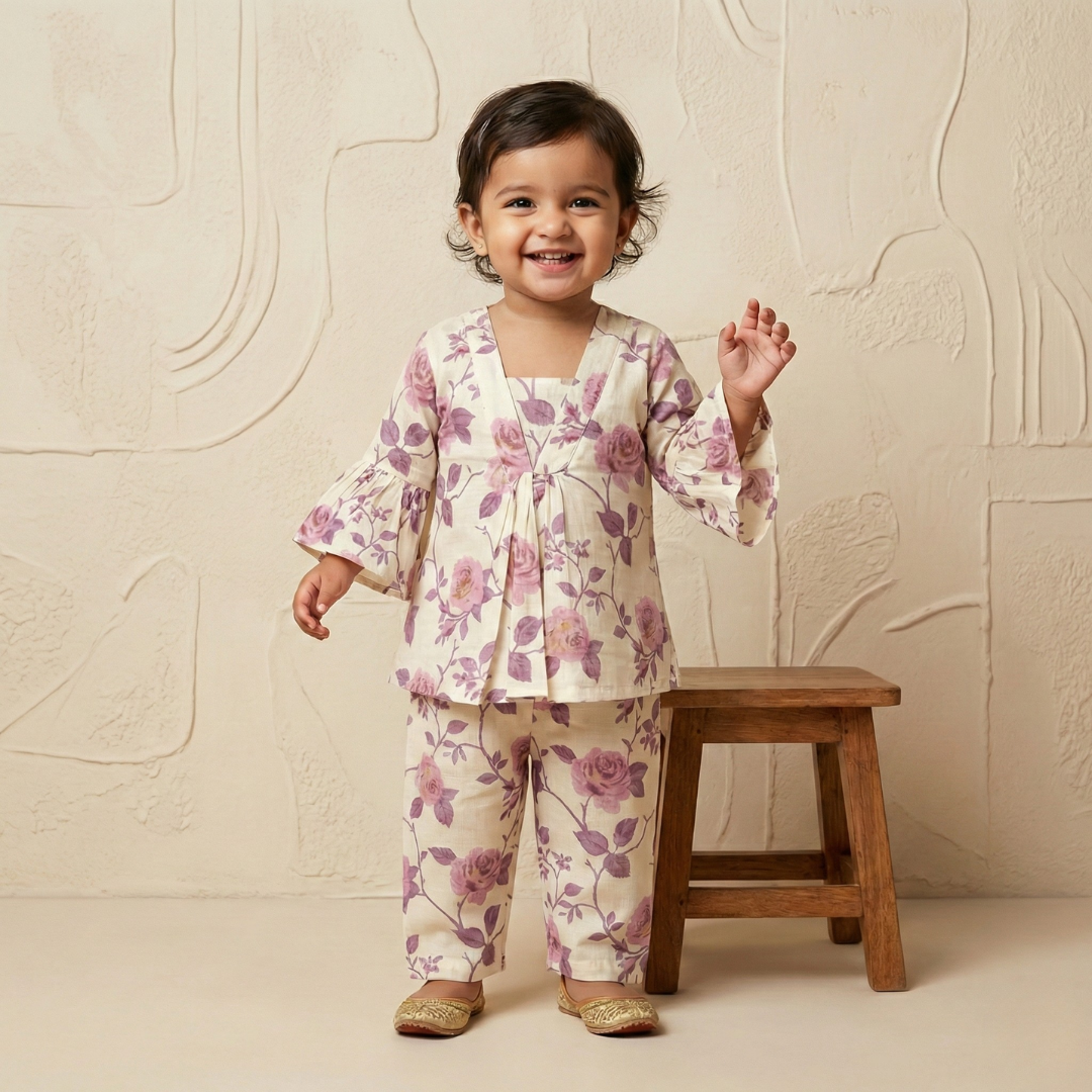 Rose Print Sharara Set
