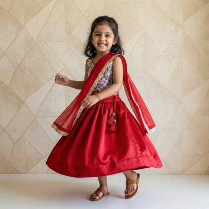 Red Paisley Lehenga Set