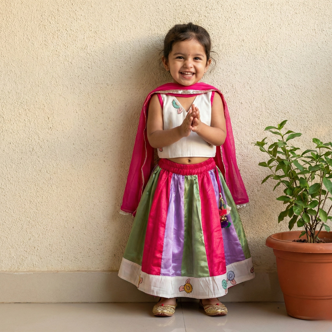 Multi-Color Panel Lehenga Set