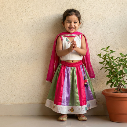 Multi-Color Panel Lehenga Set