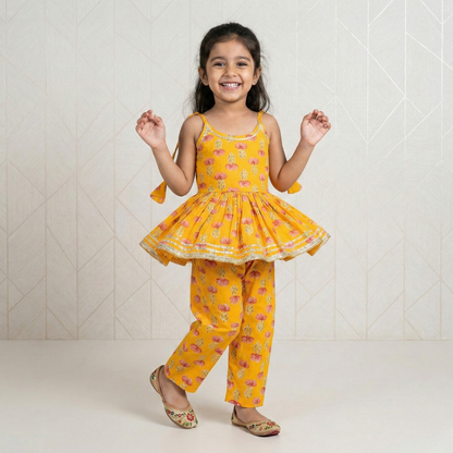 Girls Yellow Floral Sarara Set