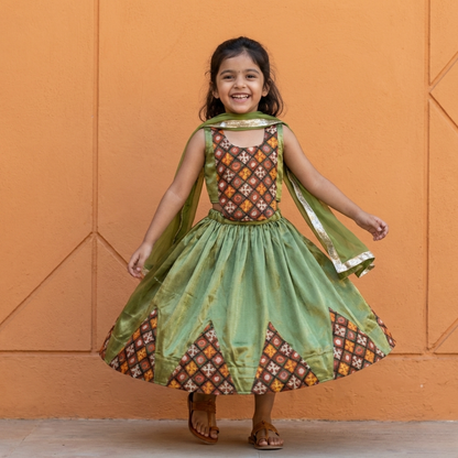 Green Brocade Lehenga Set