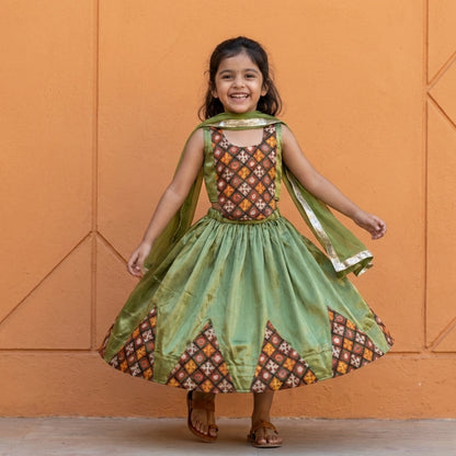 Green Brocade Lehenga Set
